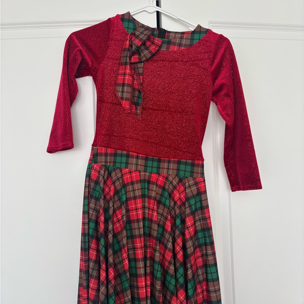 Red and Plaid Dress with Bow